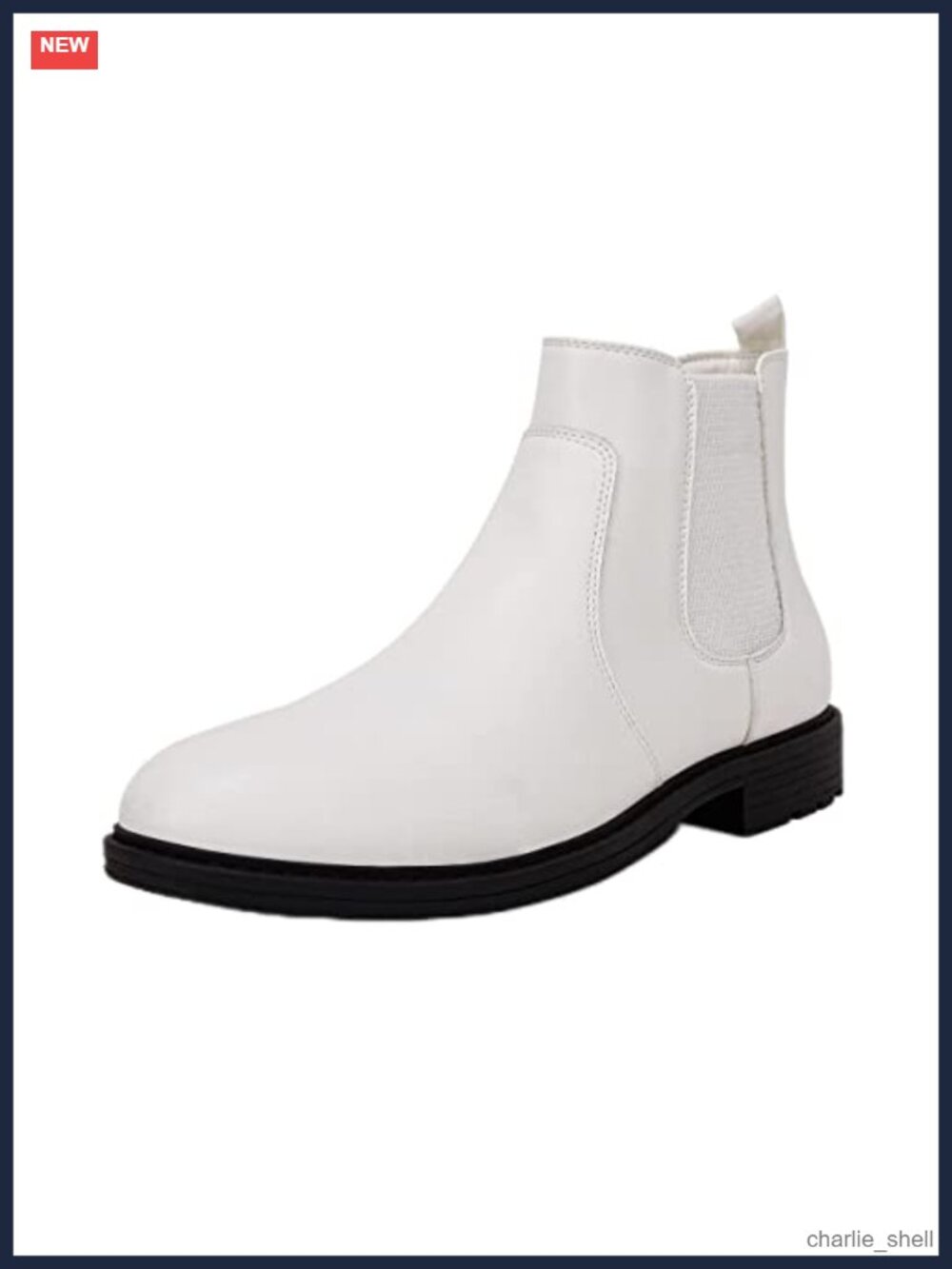 Men's Chelsea Ankle Boots Faux Leather Slip On Round Toe Block Heel